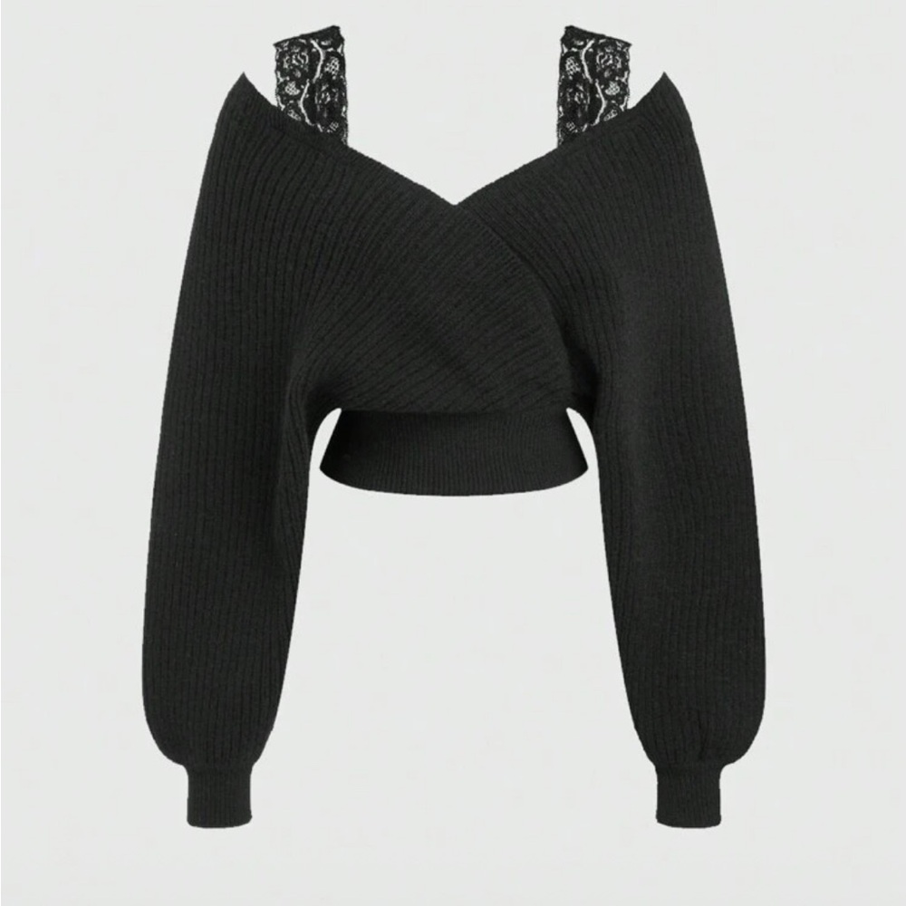 ROMWE Black Sweatshirt Classic Crewneck